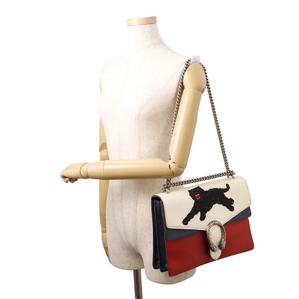 Gucci Chain Shoulder Bag Duonysus Panthere Beaded Embroidery Leather — view 5