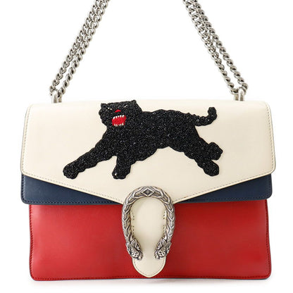 Gucci Chain Shoulder Bag Duonysus Panthere Beaded Embroidery Leather