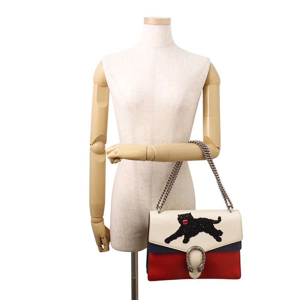 Gucci Chain Shoulder Bag Duonysus Panthere Beaded Embroidery Leather — view 4