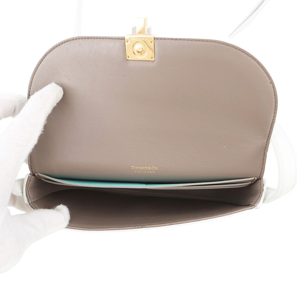 Tiffany & Co Shoulder Bag T Deco Leather White — view 5