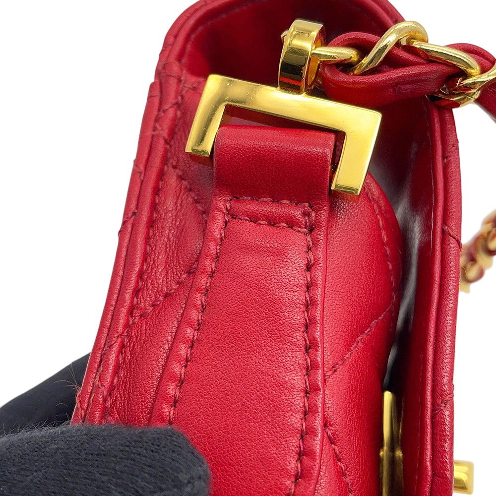 Chanel Chain Shoulder Bag Pochette Quilted CC Logo Lambskin Phone Pouch — view 8