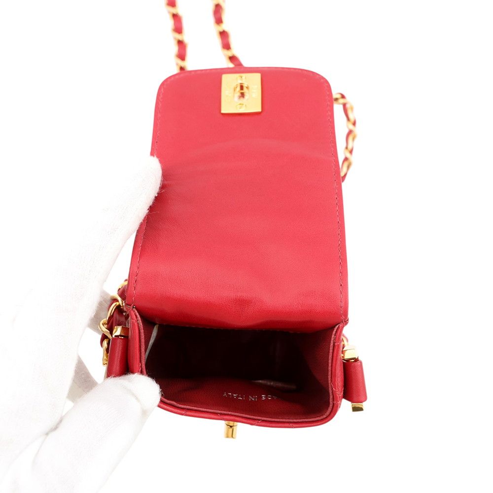 Chanel Chain Shoulder Bag Pochette Quilted CC Logo Lambskin Phone Pouch — view 5