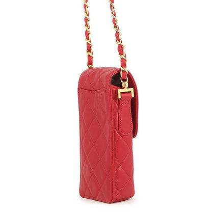 Chanel Chain Shoulder Bag Pochette Quilted CC Logo Lambskin Phone Pouch — view 2