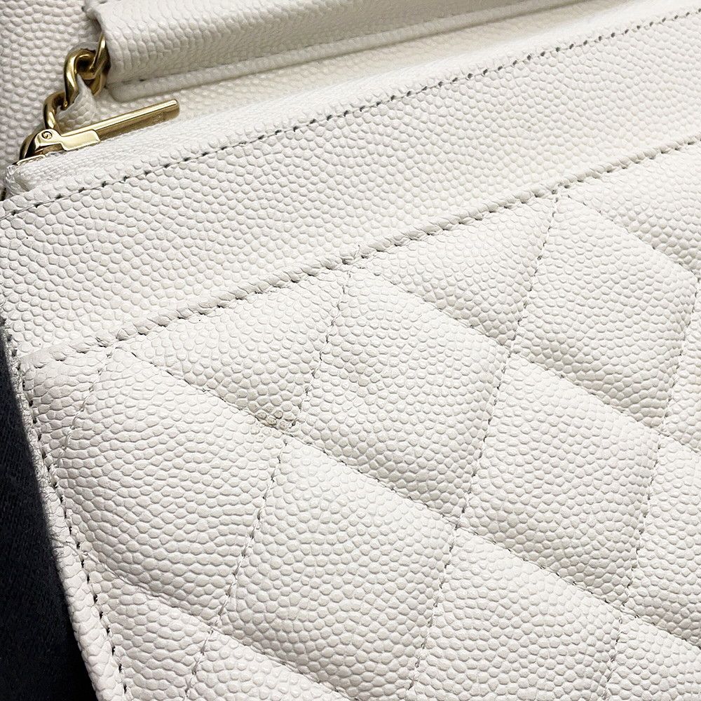 Chanel Chain Wallet Classic Quilted CC Logo Caviar Leather White — view 8