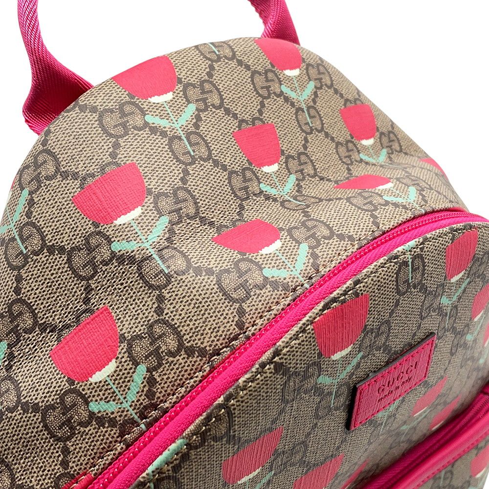 Gucci Backpack Flower Print Children's GG Supreme Leather Kids Kim Seungyoung — view 6
