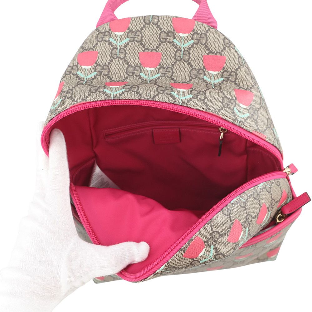 Gucci Backpack Flower Print Children's GG Supreme Leather Kids Kim Seungyoung — view 5