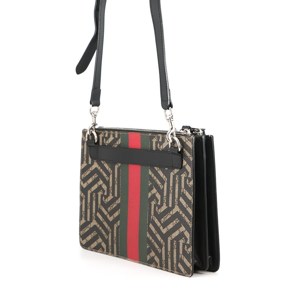 Gucci Shoulder Bag GG Carre Leather Sherry Bi Black — view 2