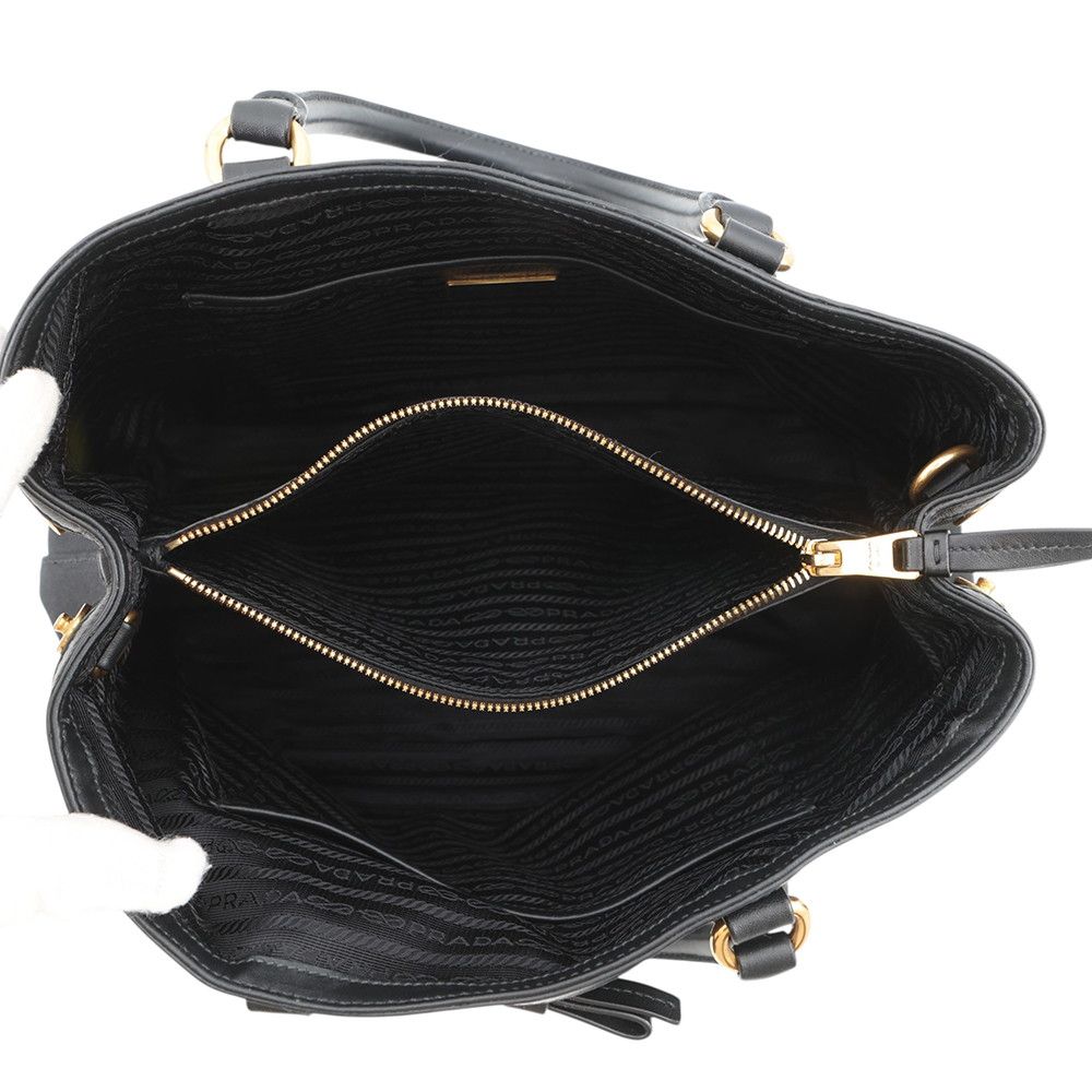Prada Handbag Logo Jacquard Canvas 2-Way Shoulder Black — view 6