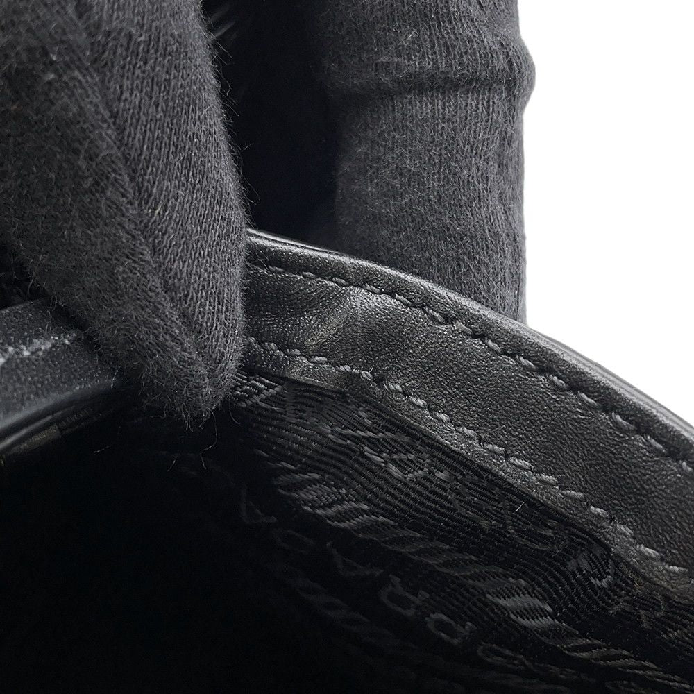 Prada Handbag Logo Jacquard Canvas 2-Way Shoulder Black — view 9