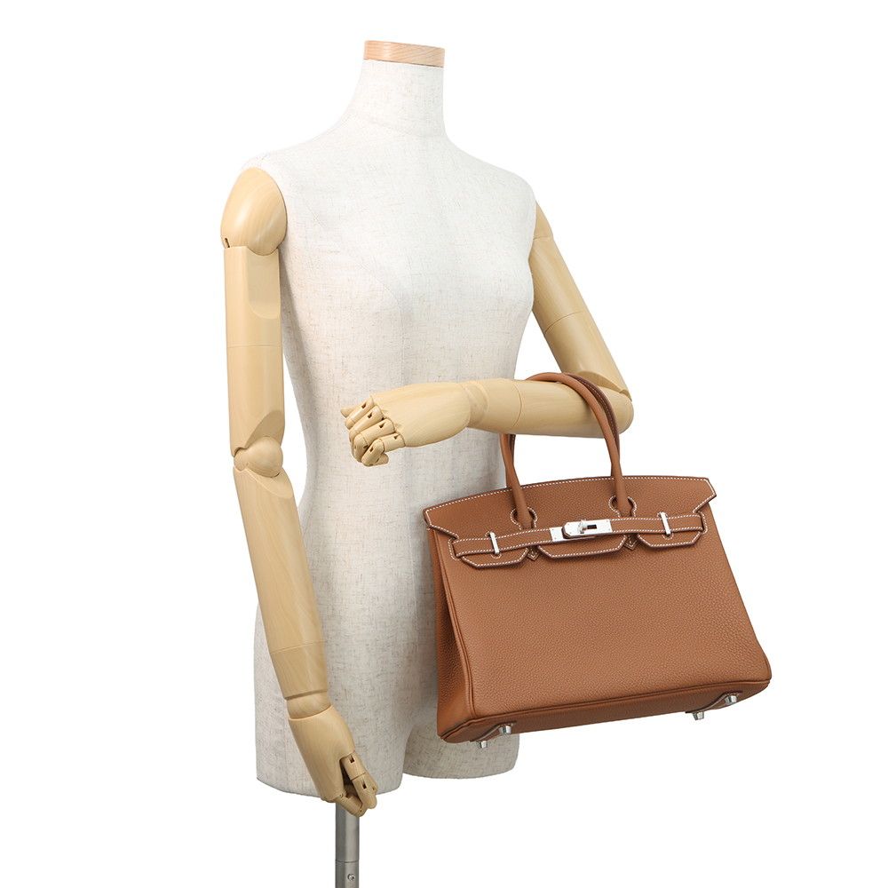 Hermes Birkin 30 Gold Silver Togo Handbag — view 4