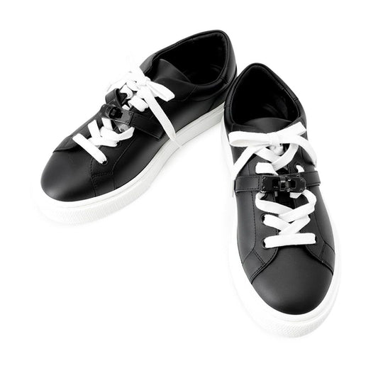 Hermes Sneakers Day Kelly Buckle Leather 37.5 Shoes Black