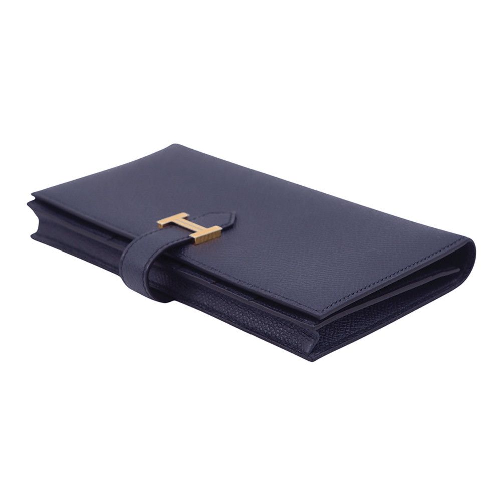 Hermes Wallet Bearn Souffle Yes Blue Indigo Gold Epsom — view 2