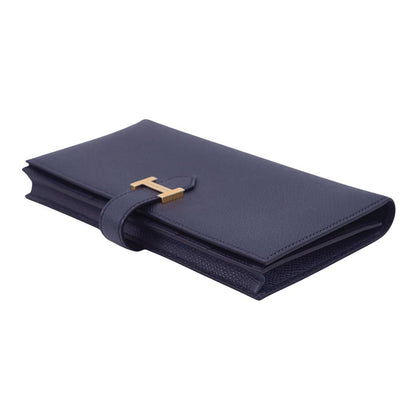 Hermes Wallet Bearn Souffle Yes Blue Indigo Gold Epsom — view 2