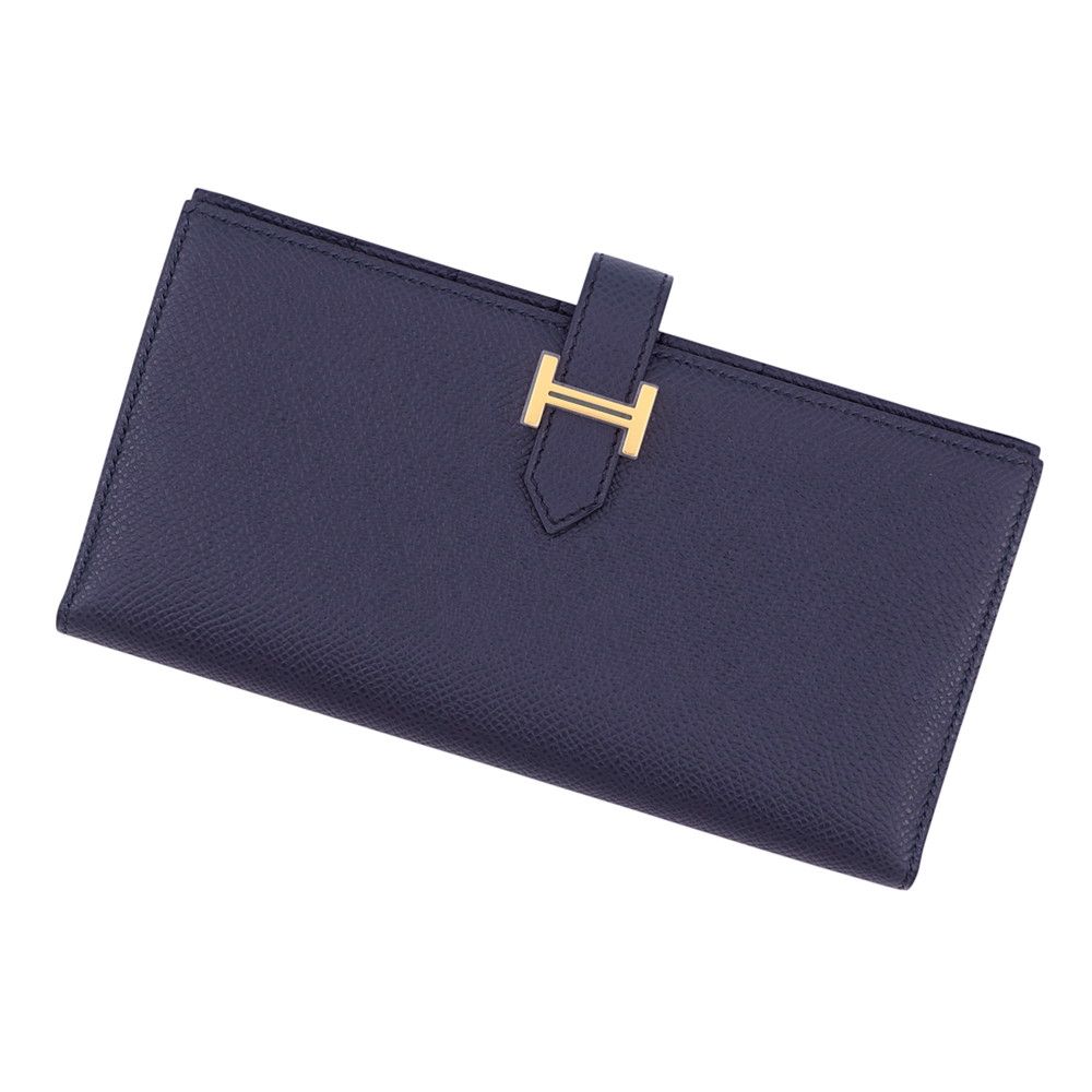 Hermes Wallet Bearn Souffle Yes Blue Indigo Gold Epsom