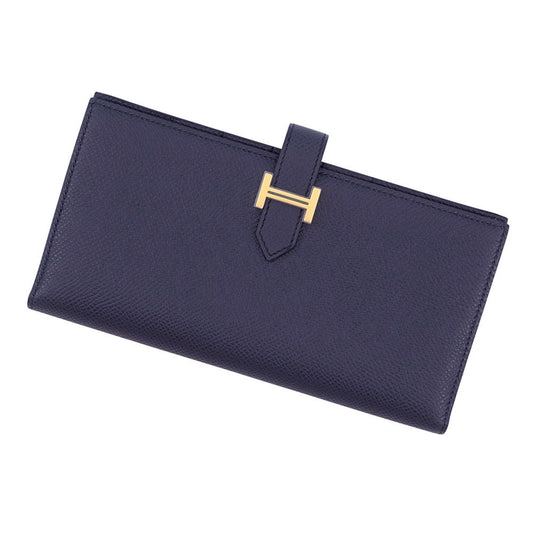 Hermes Wallet Bearn Souffle Yes Blue Indigo Gold Epsom