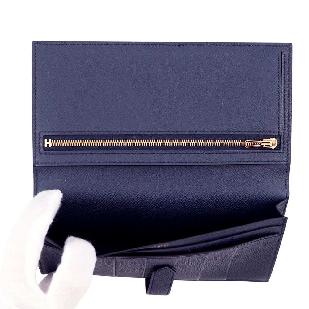 Hermes Wallet Bearn Souffle Yes Blue Indigo Gold Epsom — view 5