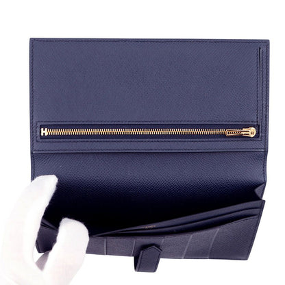 Hermes Wallet Bearn Souffle Yes Blue Indigo Gold Epsom — view 5