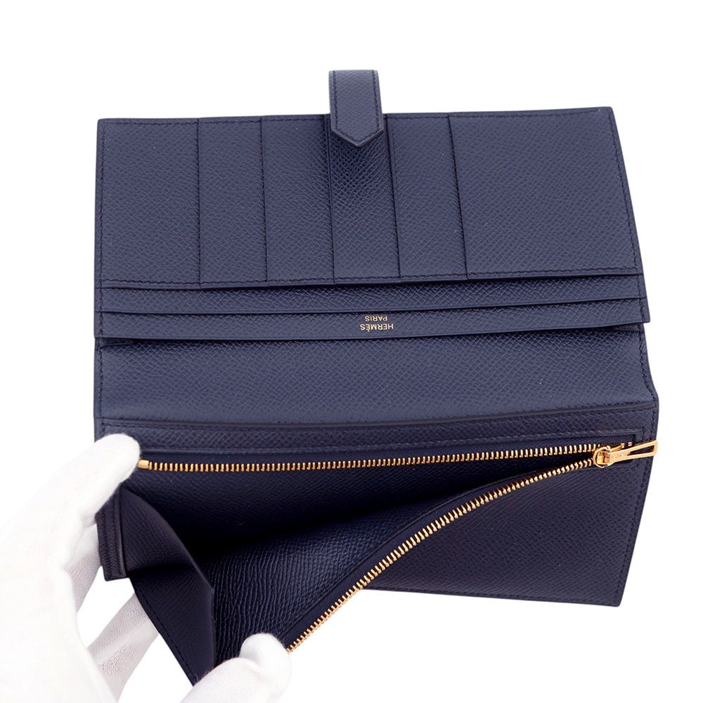Hermes Wallet Bearn Souffle Yes Blue Indigo Gold Epsom — view 6