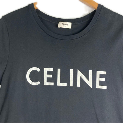Celine Front Logo Classic Crew Neck Short Sleeve Shirt S Black — view 2