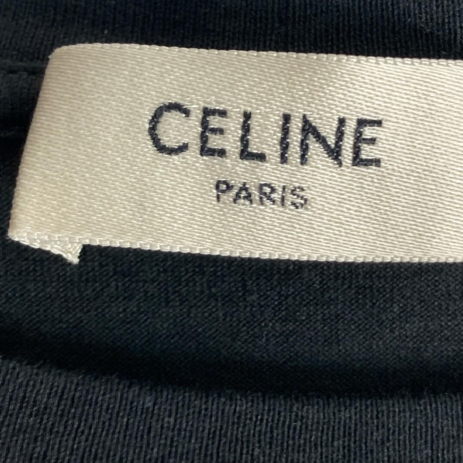 Celine Front Logo Classic Crew Neck Short Sleeve Shirt S Black — view 7
