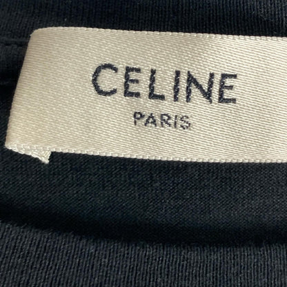 Celine Front Logo Classic Crew Neck Short Sleeve Shirt S Black — view 7