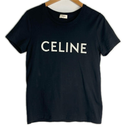 Celine Front Logo Classic Crew Neck Short Sleeve Shirt S Black