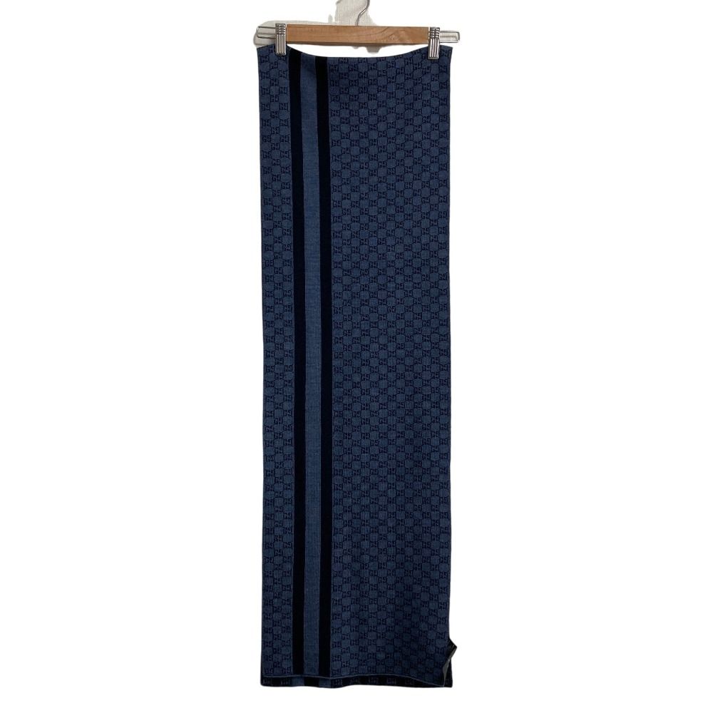 Gucci GG Wool Knit Scarf 30 200 cm Dark Navy — view 6