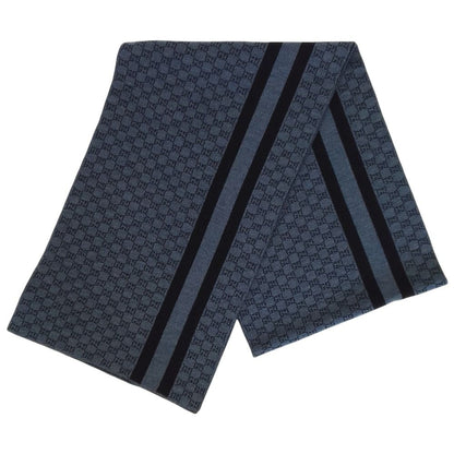 Gucci GG Wool Knit Scarf 30 200 cm Dark Navy — view 3