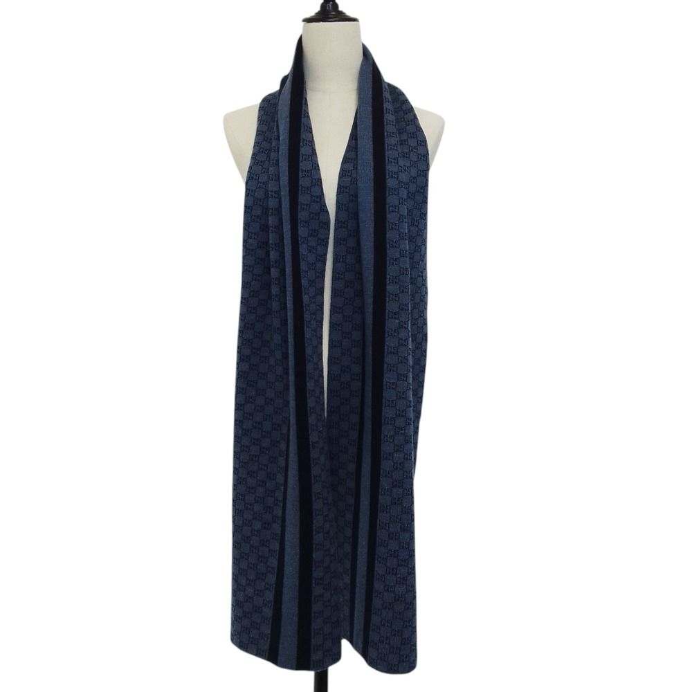 Gucci GG Wool Knit Scarf 30 200 cm Dark Navy — view 2