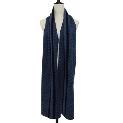 Gucci GG Wool Knit Scarf 30 200 cm Dark Navy — view 2