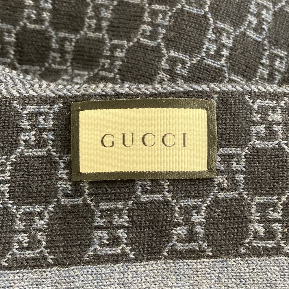 Gucci GG Wool Knit Scarf 30 200 cm Dark Navy — view 8