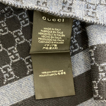 Gucci GG Wool Knit Scarf 30 200 cm Dark Navy — view 9