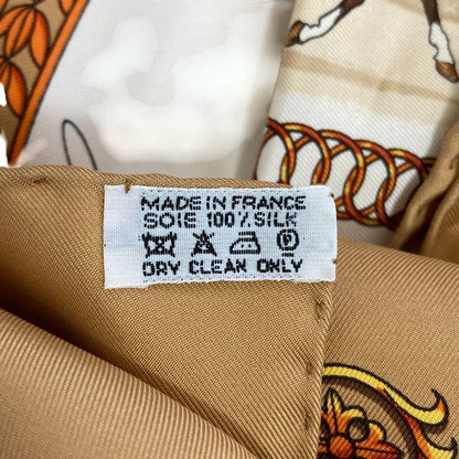 Hermes Carre 90 la Promenade de Longchamps Walk to Long Chien Scarf Silk Brown — view 7