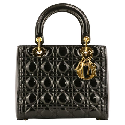 Dior Lady Cannage Patent Handbag Black