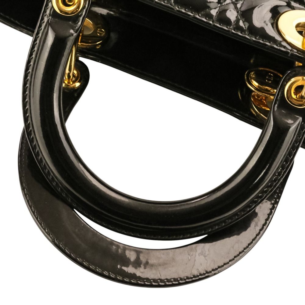 Dior Lady Cannage Patent Handbag Black — view 9