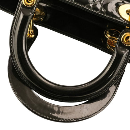 Dior Lady Cannage Patent Handbag Black — view 9
