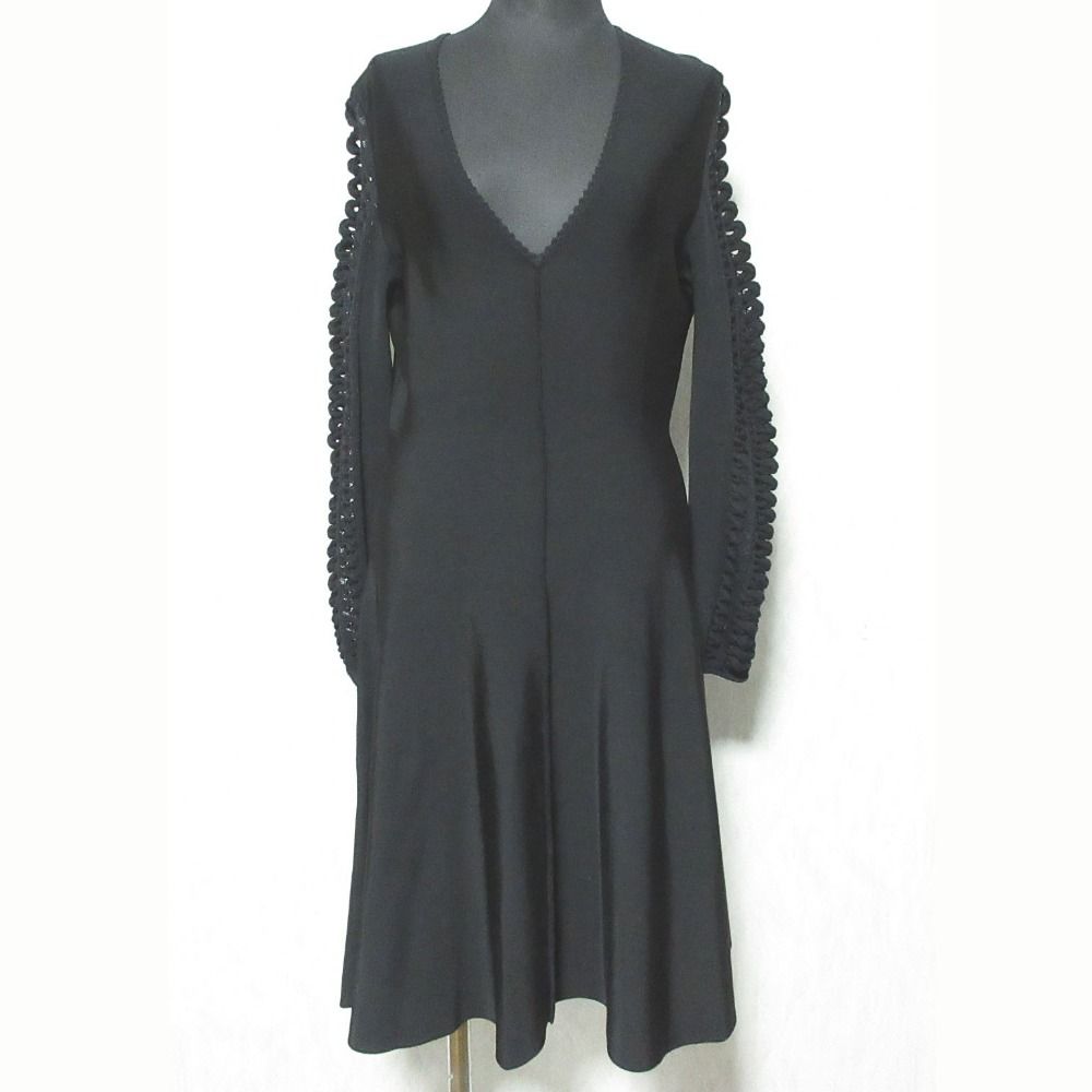 Louis Vuitton Knit Sleeve Neck Dress M Black