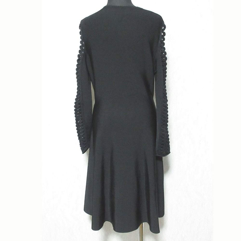 Louis Vuitton Knit Sleeve Neck Dress M Black — view 2