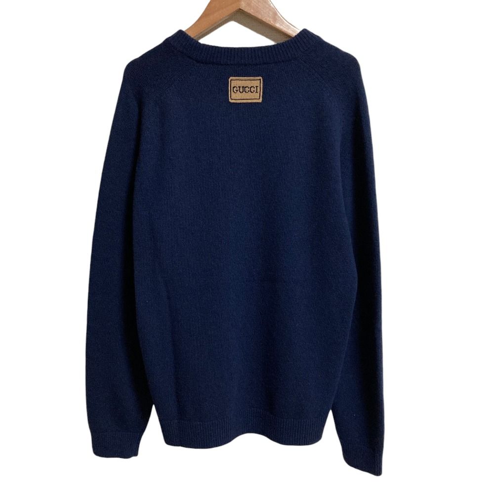 Gucci Crew Neck Wool Knit Sweater M Navy — view 2