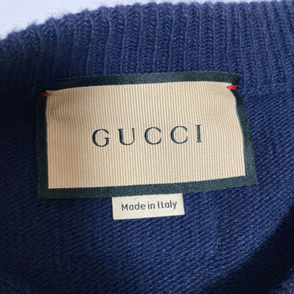 Gucci Crew Neck Wool Knit Sweater M Navy — view 7