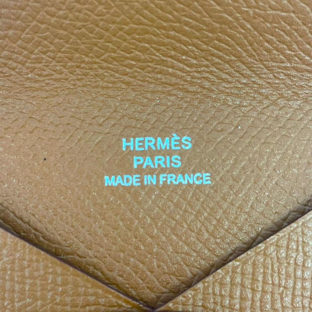 Hermes Calvi Veau Epsom Card Case Business Holder Brown — view 8