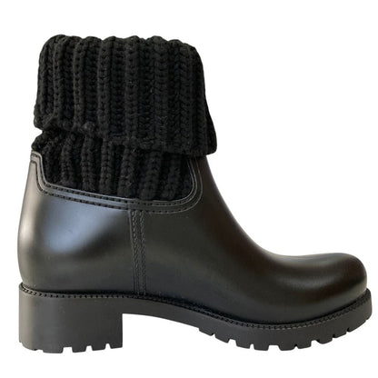 Moncler Ginette Stivale Knit Short Boots 36 Black — view 5