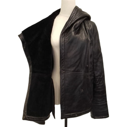 Max Mara Lambskin Hoodie Shearling Jacket 40 Black — view 4