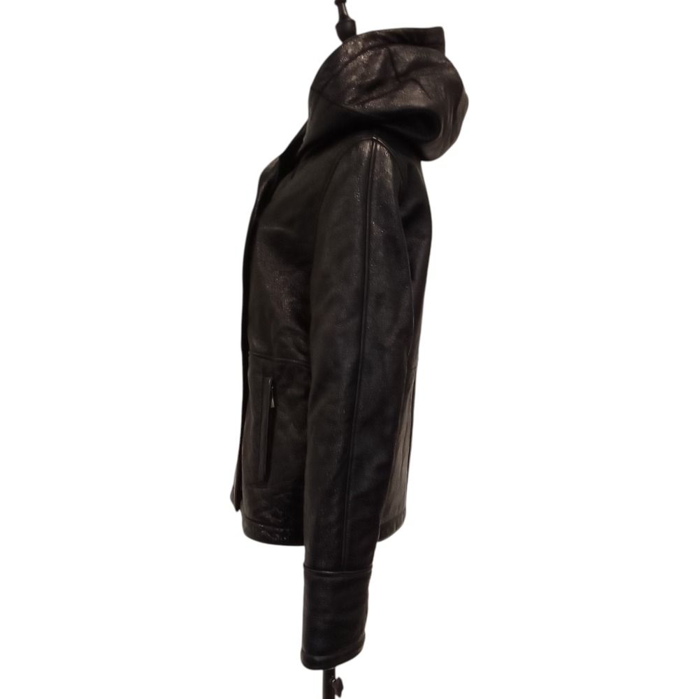 Max Mara Lambskin Hoodie Shearling Jacket 40 Black — view 2