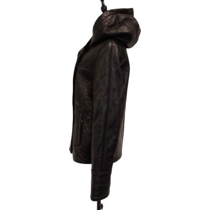 Max Mara Lambskin Hoodie Shearling Jacket 40 Black — view 2