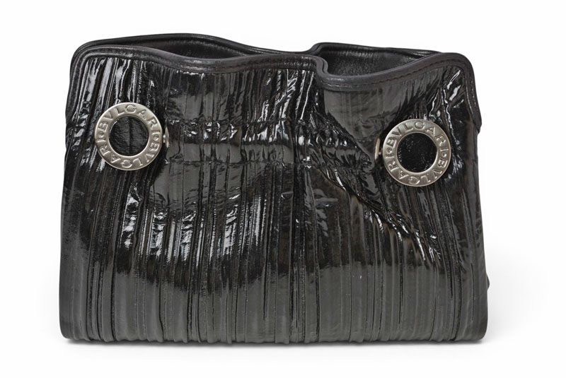Bvlgari Clutch Twist Patent Leather Enamel Black Silver