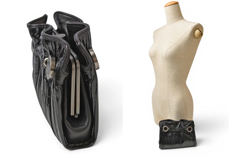 Bvlgari Clutch Twist Patent Leather Enamel Black Silver — view 2