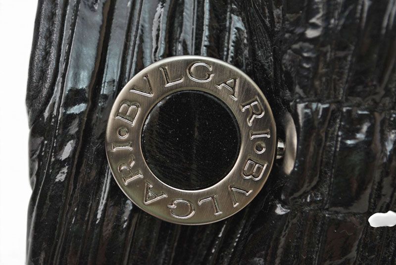 Bvlgari Clutch Twist Patent Leather Enamel Black Silver — view 3