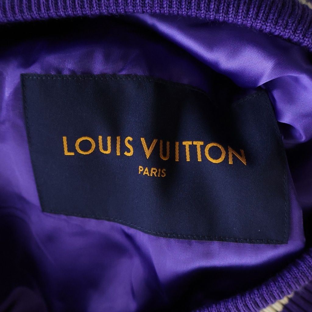 Louis Vuitton Multi Patch Mix Leather Varsity Jacket Purple White — view 7
