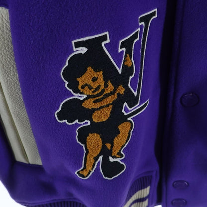 Louis Vuitton Multi Patch Mix Leather Varsity Jacket Purple White — view 5